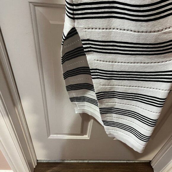 PrettyGarden Black White Striped Knit Pointelle Bodycon Tank Maxi Dress Small - Picture 9 of 11